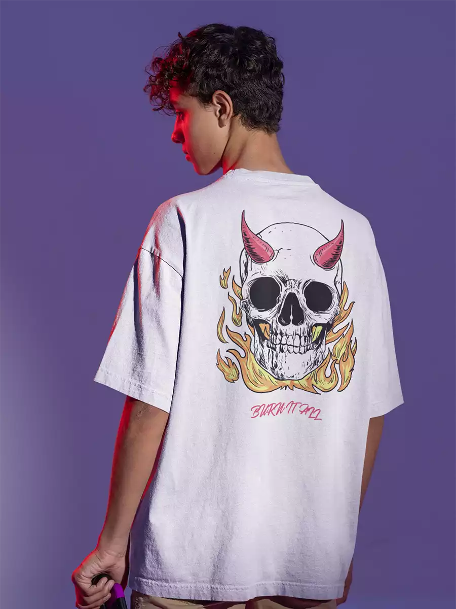 skull back printed t shirt for men